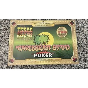 Texas Hold 'Em Poker Caribbean Stud & 8 Other Games Home Casino Game Set NEW